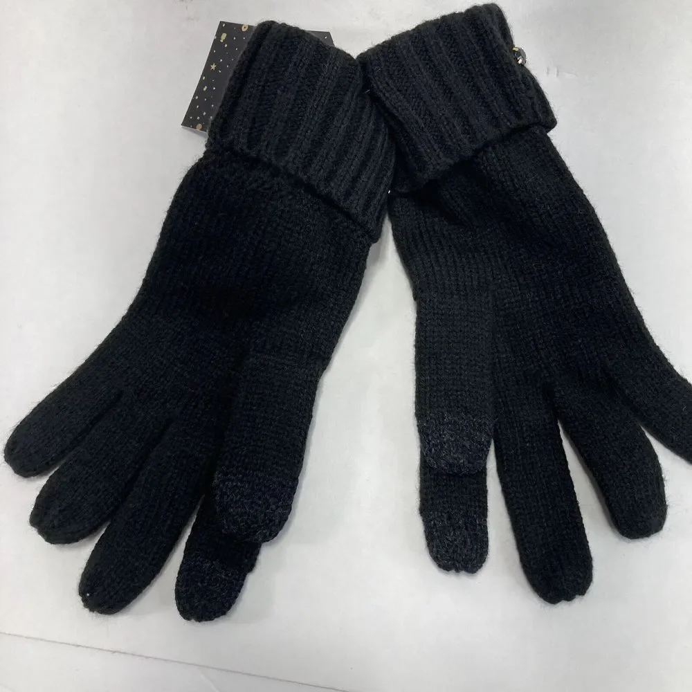 Victoria Secret Gloves Mittens Black Bling Gem Sparkle Knit Soft Glam Winter NWT